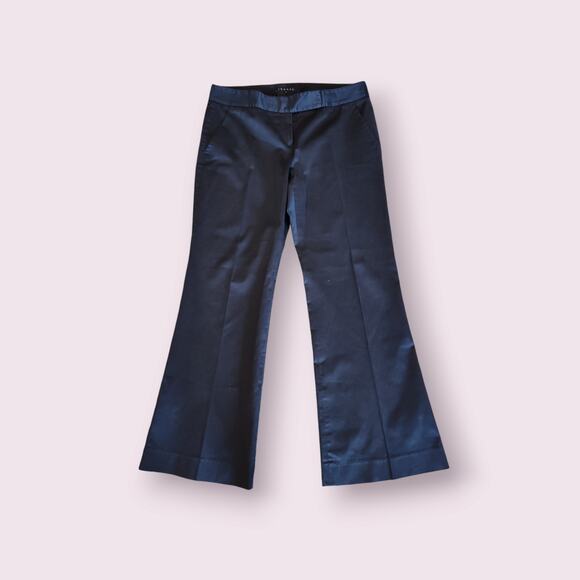 Theory Women's Chino Wide Flare Leg Dress Pants Black Size 12 - Picture 1 of 9